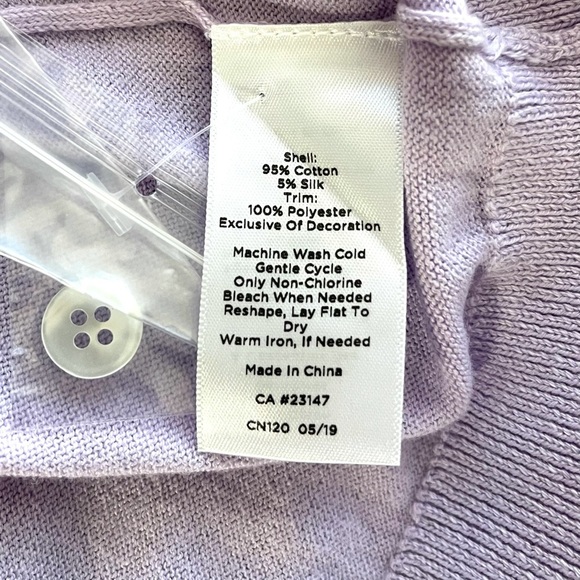 Talbots Lace Collar Pullover Sweater Purple Cotton/ Silk Trim Plus Size 1X - Picture 9 of 9